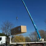 St Jeur d'ay - photo du levage d'un module bois d'une maison RE2020